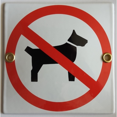Emaille verbodsbod pictogram 'verboden voor honden'